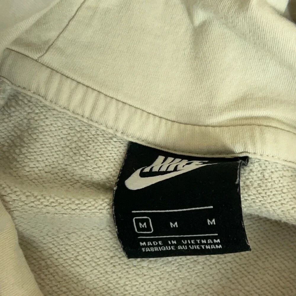 Nike Womens Hoodie Medium Beige Air Logo Sweater Cowl Minimalist Sports Gym‎ Top
